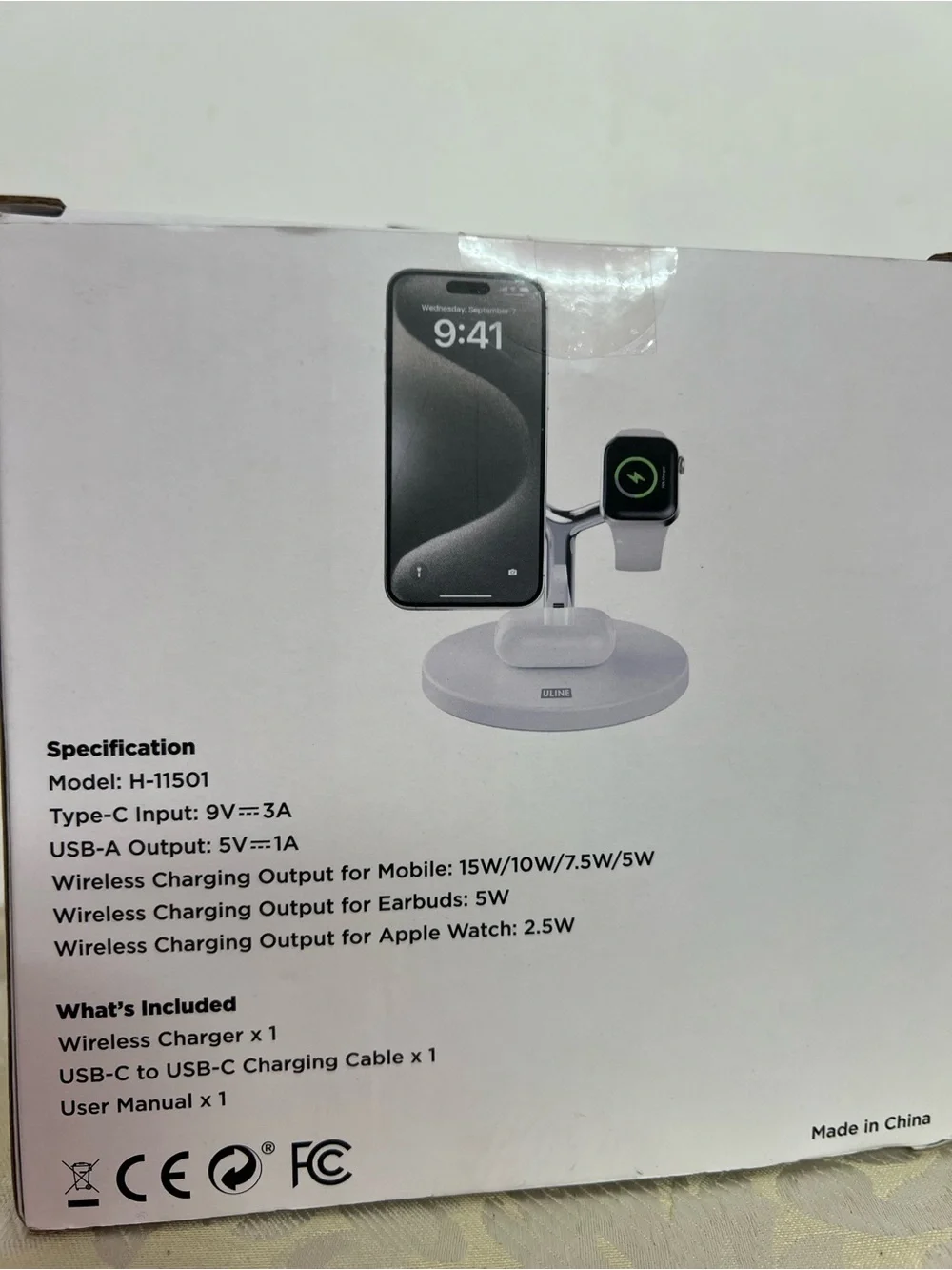 Uline H-11501 3-in-1 wireless Charging Station